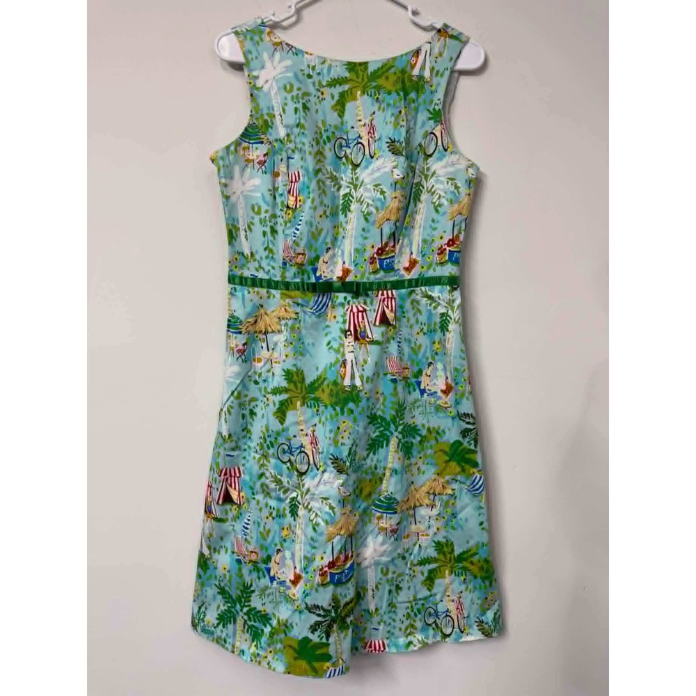 Sangria Womens Size 10 Blue Tropical Beach Print Sheath Dress AWSBE301